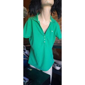 Womens Eddie Bauer Large Green Stretchy Polo Shirt